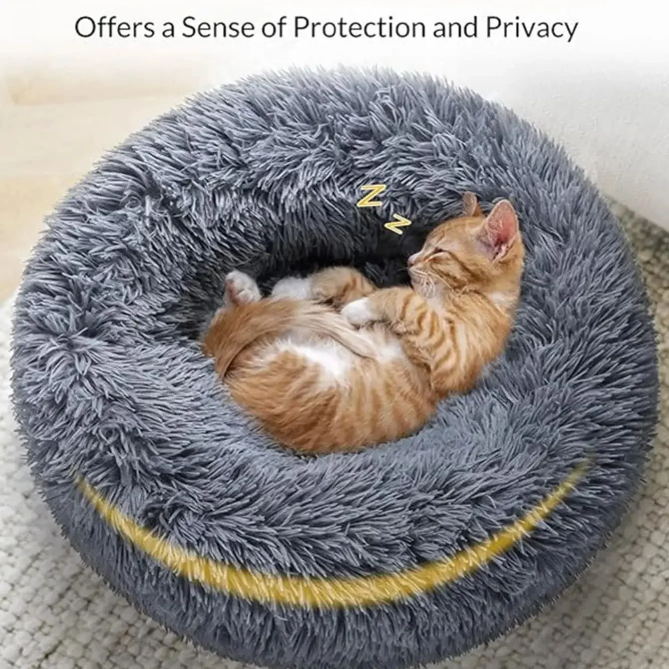 Plush Round Pet Bed for Winter - Image 2