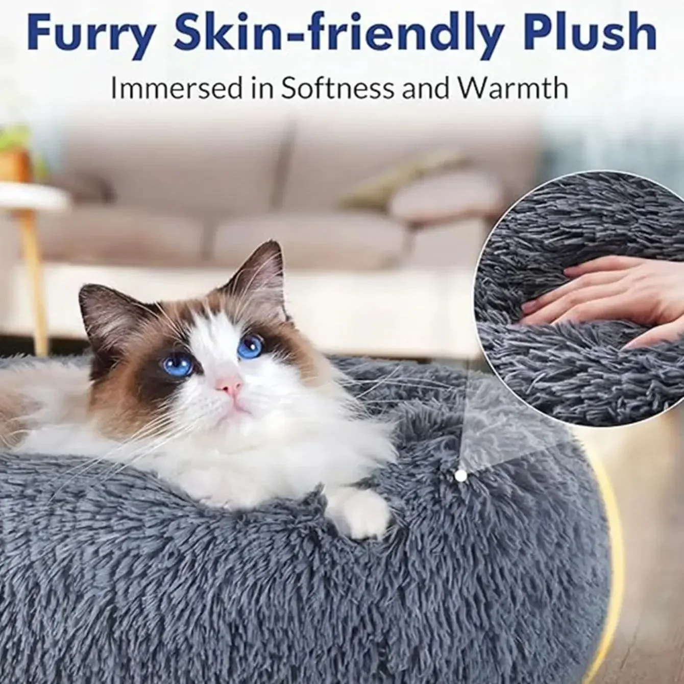 Plush Round Pet Bed for Winter - Image 3