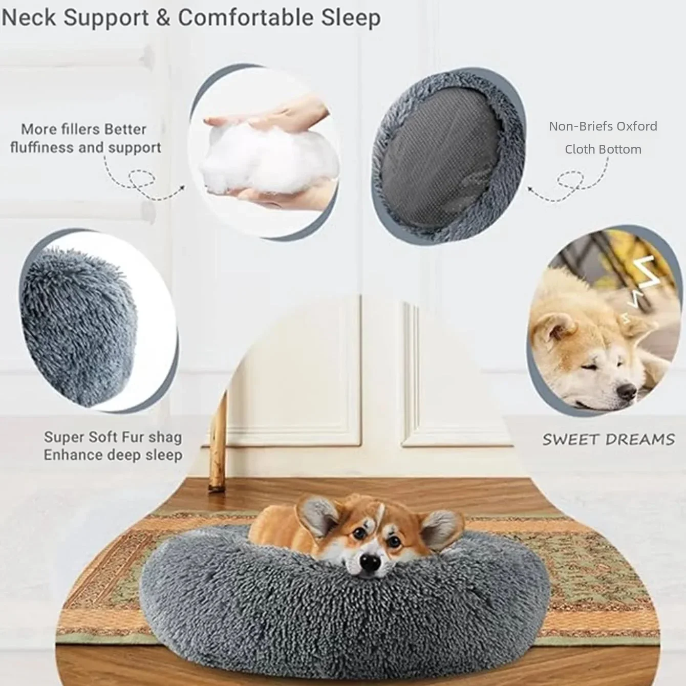 Plush Round Pet Bed for Winter - Image 4