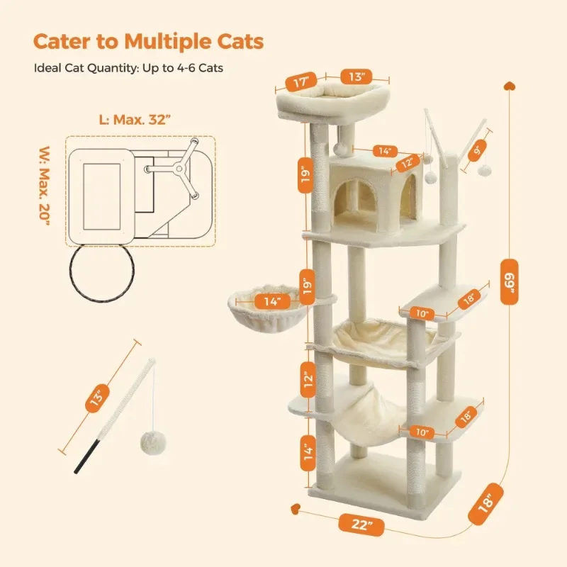 69" Multi-Level Cat Tree - Image 2