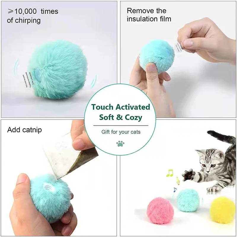 Smart Catnip Plush Squeak Ball - Image 5